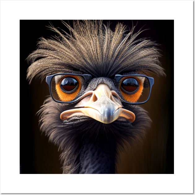 Ostrich with glasses 0.4 Wall Art by Wayne's Business Art